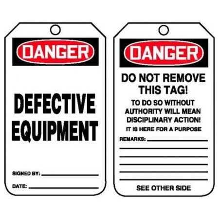 OSHA DANGER SAFETY TAG DEFECTIVE MDT122LTP